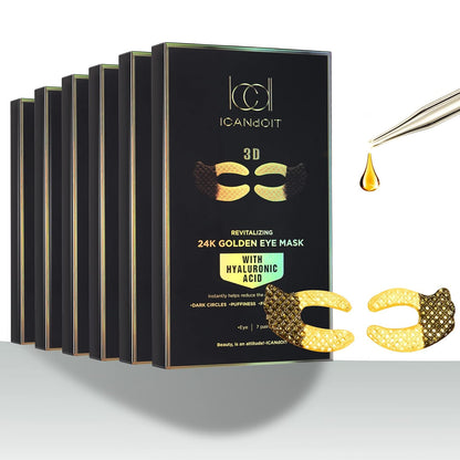 ICANdOIT 24K Gold Eye Mask For Dark Circles&Puffiness,Anti-Aging,Anti-Wrinkle With Hyaluronic Acid and Collagen,Eye Zone Care Eye Patches for All Skin Types,35Pairs