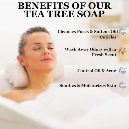 3PCS Tea Tree Soap, Tea Tree Relief Soap Bar, with Tea Tree Oil & Coconut Oil & Witch Hazel, Deep Pore Cleansing, Natural Herbal Foot Soaps Bar for Men & Women – 3.5 oz