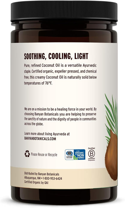 Banyan Botanicals Coconut Oil – Expeller Pressed Organic Coconut Oil – Massage Oil for Naturally Hydrated Skin and Hair – 30 oz – Refined, Non GMO, Sustainably Sourced