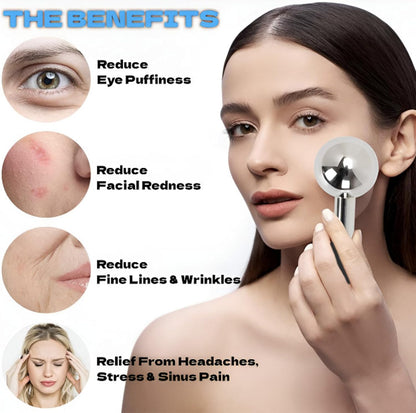 Ice Globes for Face Eyes, Unbreakable Stainless Steel Cryo Massagers for Skincare Routines, Multifunctional Cold Roller Cooling Globes for Puffiness, Sagging Skin, Fine Lines Facial Relaxation (Black)