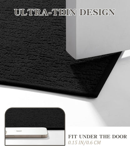 chakme Bathroom Rug Sets 2 Piece, Ultra Thin Bath Mat Quick Dry Bath Mat, Absorbent Bath Mat for Bathroom Non Slip Machine Washable, (Black)