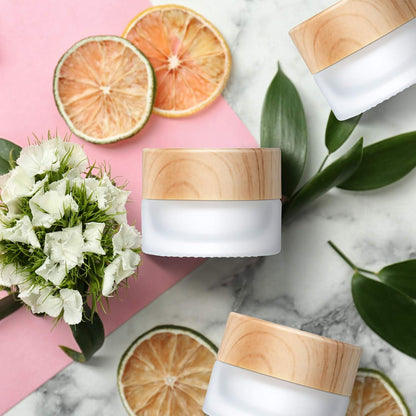 Geiserailie 10 Pieces Glass Cosmetic Containers Empty Sample Jars with Leak Proof Lids Makeup Sample Containers for Lotion Cream Cosmetic (5 Gram)