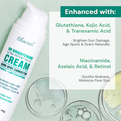 Ebanel Dark Spot Remover for Face & Body, Skin Brightening Cream with Synovea, Alpha Arbutin, Niacinamide, Kojic Acid, Dark Spot Corrector for Hyperpigmentation, Discoloration, Melasma, and Age Spots