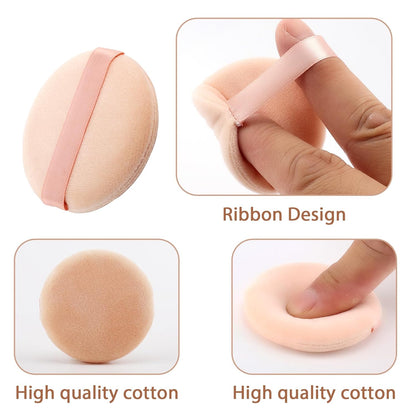 12Pcs Powder Puff for Face Powder Sponge Makeup Puffs Velour Puff with Ribbon Round Powder Puff For Loose and Foundation Replacement Makeup Tool