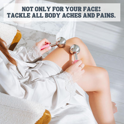 Eli with Love Ice Globes for Facials - 360 Rotating Unbreakable Steel Ice Globes with Carry Case - Professional Esthetician Supplies - Ice Roller for Face and Eyes - Ideal Skincare Tool (White)