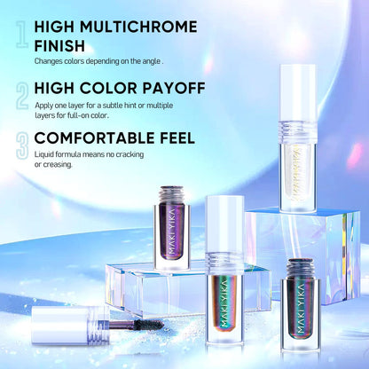 MAKI YIKA Glitter Eyeshadow Silver Multichrome Eyeshadows Long Lasting, Metallic Chameleon Eye Shadow Smudgeproof Holographic Eye Topper Glitters (#8 Dream)