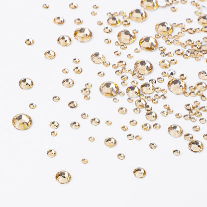 Canvalite 2784Pcs Champagne Rhinestones Flat Back Gems, Nail Rhinestones Gems with Jewelry Glues Pick Up Tweezers and Rhinestone Picker Dotting Pen, Nail Art Tools for Nails, Clothes, Face, Craft
