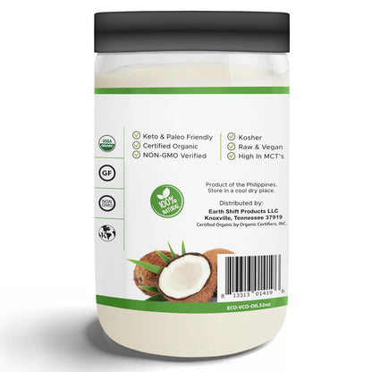 Earth Circle Organics Premium Ultra Pure Extra Virgin Coconut Oil, Cold Pressed, Baking, Smoothies, Skin & Hair Care, Gluten-Free, Keto & Paleo Friendly (32 Ounce Unrefined) - Pack of 3