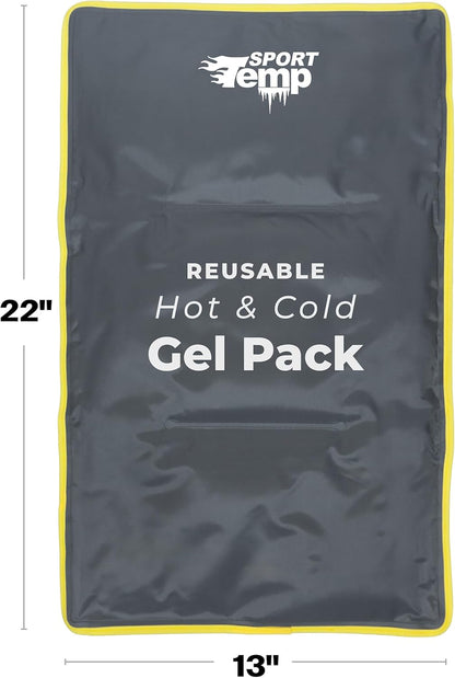 Hot & Cold Reusable Gel Packs (XL, 1 Pack) Flexible Soft Compress - Ice & Heat Therapy for Injuries, Back, Shoulder, Hip, Knee, Joint Pain, Swelling, Bruises, Post Surgery - Sport Temp