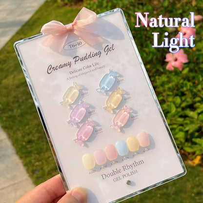 Double Rhythm 6 Pcs 15 ML Gel Polish Set Same Color Same Bottle Soak Off Gel Polish Kit Nail Art Manicure Salon DIY at Home for Women (Jelly Blue Purple Nude Pink-T6-40)