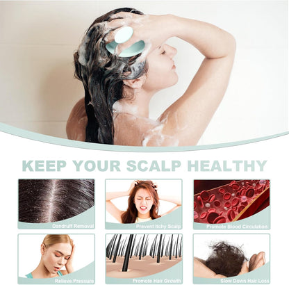 Silicone Scalp Massager, Scalp Scrubber for Hair Growth with Soft Bristles, Scalp Exfoliator Brush Dandruff Removal Shampoo Brush for Wet Dry Scalp Care (Mint Green)