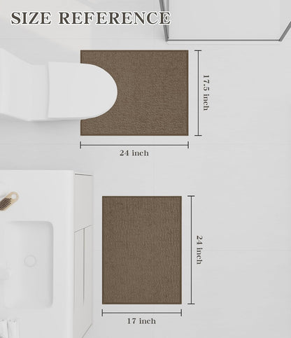 chakme Bathroom Rug Sets 2 Piece, Ultra Thin Bath Mat Quick Dry Bath Mat Set, Absorbent Bath Mat for Bathroom Non Slip Machine Washable, (Coffee, 2 Piece)