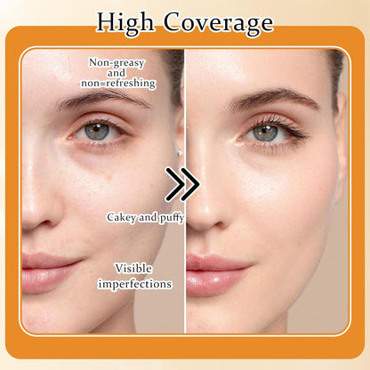 2Pcs Mushroom Head Air Cushion CC Cream Foundation Makeup,Moisturizing BB Cream Face Makeup Liquid Foundation,Long Lasting Full Coverage Concealer for All Skin Types（Natural）C