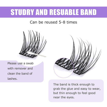 GAQQI Lash Clusters, Eyelash Clusters 120PCS C Curl Individual Lashes, Wispy Cluster Eyelash Extension 12mm Only, Natural Looking Cluster Lashes （GQ15, C Curl, 12mm)