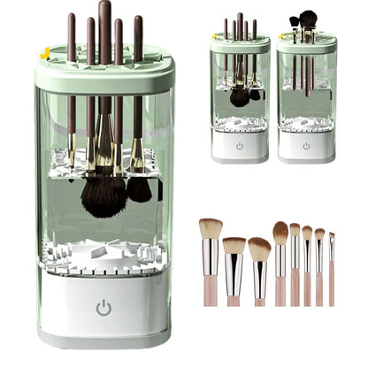 Electric Makeup Brush Cleaner:Fast and Efficient Machine for Deep Cleaning All Brush Types, Compact and Portable for Travel and Home, Ideal for Makeup Enthusiasts and Professionals (Clear Green)