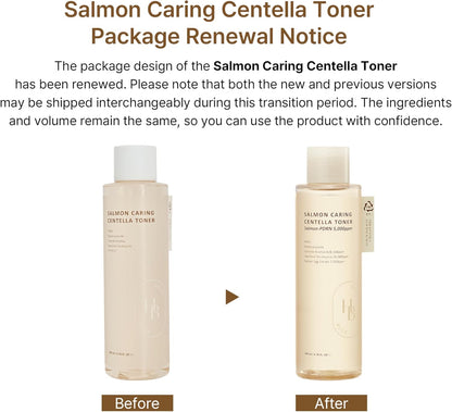 Salmon Caring Centella Toner - Salmon PDRN, pH 5.5, Salmon Egg Extract, Centella, Madecassoside, Restore and Rejuvenate, Refine Skin Texture, Low Irritation, Korean Skincare, K-Beauty