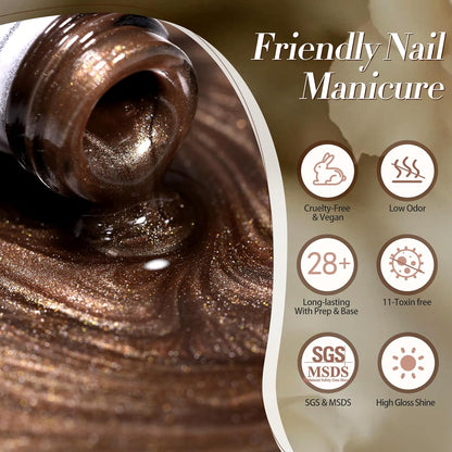 Born Pretty Cat Magnetic Eye Gel Nail Polish, 6 Colors Retro Magnetic Glitter Gel Polish Set Silver Pink Red Nail Polish Kit Soak Off LED Nail Art DIY Salon Gift