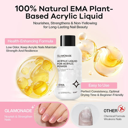 Acrylic Nail Kit for Beginners: Clear Pink Acrylic Powder Set Professional Nails Kit Acrylic Set with UV Light and Glitter Powder for Home DIY