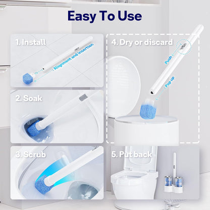 8 Pack Pumice Stone Toilet Bowl Set with 18 in Extra Long Handle,White Holder Case,Pumice Stone for Cleaning, for Cleaning Toilets, Bathtubs, Grills, Swimming Pools, Sinks