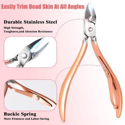 Manicure Set Pedicure Kit Womens Nail Clippers Set 32 in 1 Professional Grooming Care Tools Nail Kit Including Facial, Fingernails and Toenails Care with Travel Case Women (Rose Pink_32 in 1)