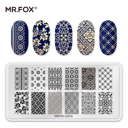 6 Pcs Nail Plates Stamping Set Dragon Patterned Chinese Traditional Decoration Style Nail Art DIY Stamping Template