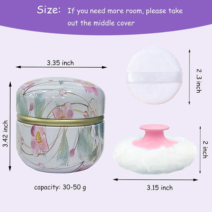 Body Powder Puff and Container for Dusting Powder, Women Powder Puff and Powder Case for Bath and Travel (Wild Flower)