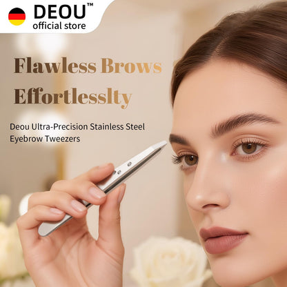 Professional Eyebrow Plucker & Tweezers - Stainless Steel Tool for Brow Shaping, Hair Removal & Precise Grooming, 9-Hole Non-Slip Grip, Unisex, Gift Box Included