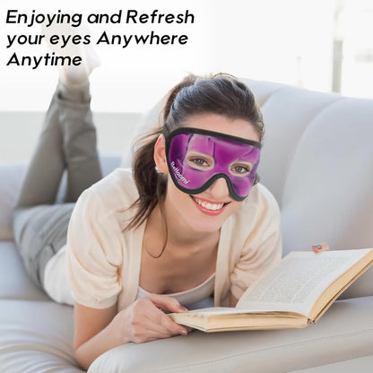 Cooling Eye Mask, Gel Eye Mask with Holes, Reusable Ice Mask, Cool Eye Ice Pack, Comfort Snug Fit, No Freeze, Cold Eye Compress for Home, Office, Relaxation, Morning Refreshment, Purple