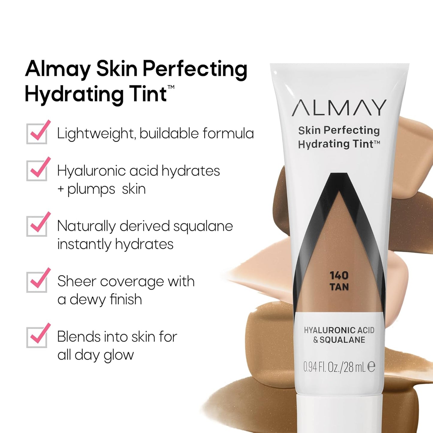 Almay Hydrating Liquid Foundation Tint, Lightweight with Light Coverage, Naturally Dewy Finish, Hypoallergenic, Dermatologist TestedFragrance Free, 110 Buff, 0.94 fl oz.
