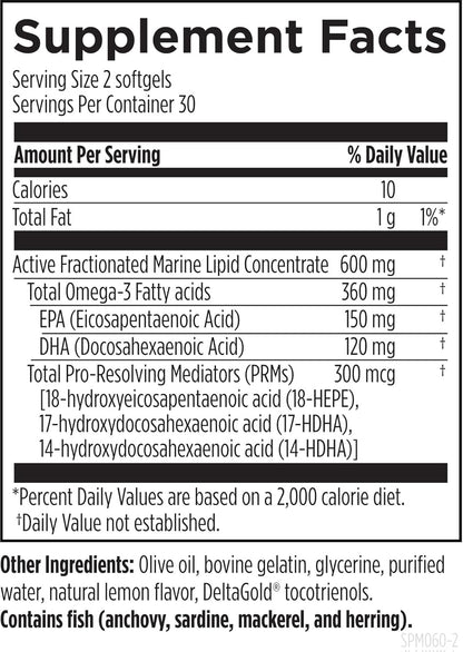 Designs for Health SPM Supreme - 3 Specialized Pro-Resolving Mediators from Fish Oil - Omega 3 Fatty Acids Supplement, SPM Fish Oil (60 Softgels)