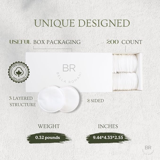 Cotton rounds makeup remover pads