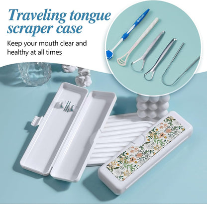 Toothbrush Travel Case - Colorful Pattern, Holder and Covers for Toothbrushes, Includes Tongue Scraper Case