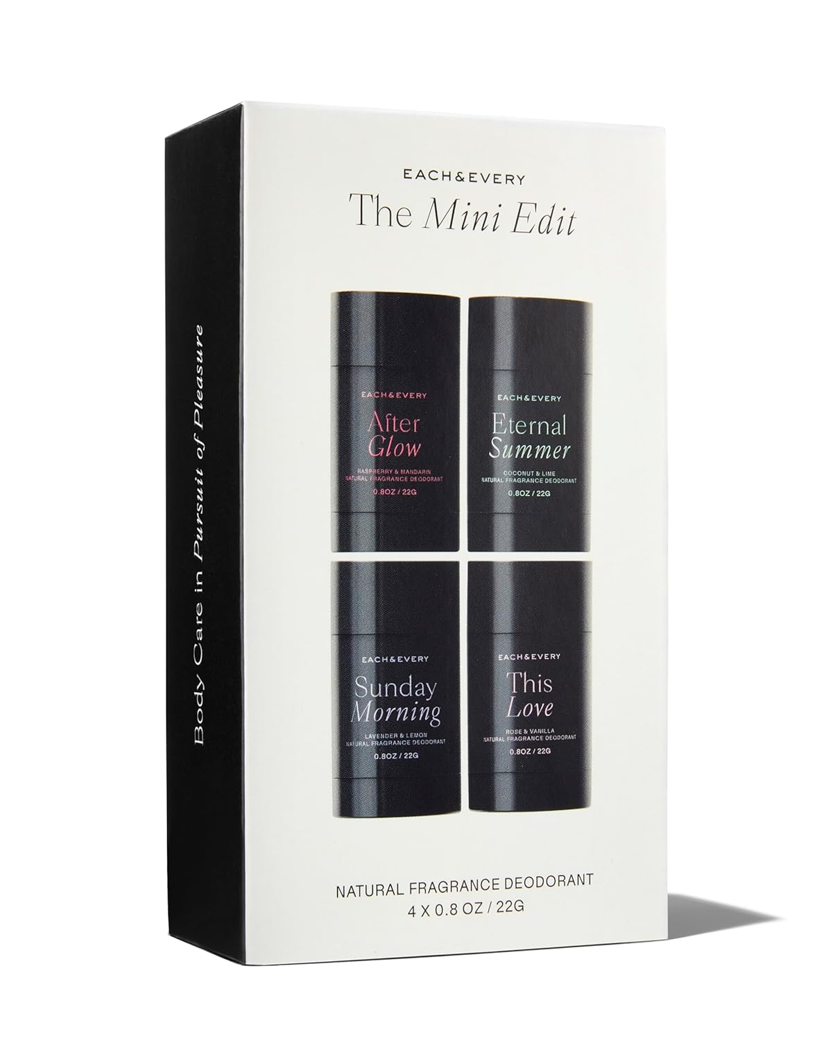 Each & Every All Natural Deodorant for Women & Men - Sensitive Skin, Plant-Based Aluminum-Free Deodorant, Travel Size - Multiple Scents (4 Pack, 0.8oz)