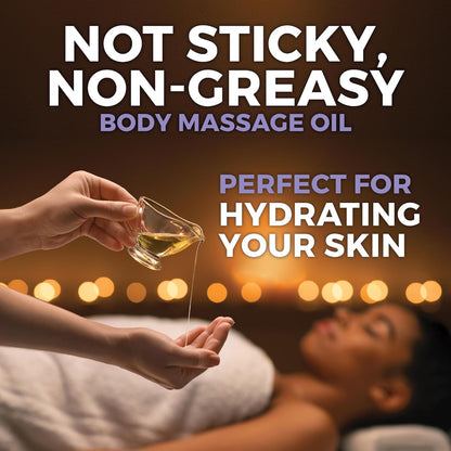 Viva Naturals Organic Massage Oil (8 fl. oz.) - Lavender Scented Non-Greasy Body Massage Oil with Mess-Free Pump, Moisturizing Massage Oils for Massage Therapy, Non-GMO and Certified Organic, 237 mL