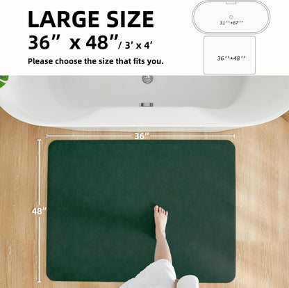 Bathroom Mat Quick Dry, Bathroom Rugs Non Slip Washable Thin Absorbent Bath Mat Fits Under Door Bathroom Floor Mat Perfect for Bath, Shower, or Sink 36"x48" Dark Green