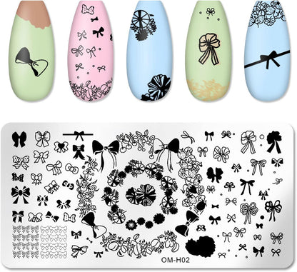 6pcs Nail Art Stamping Plates Set Manicuring Accessories Butterfly Leaves Flowers Fruits Geometry Heart Love Image Template for DIY Tips Decoration