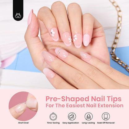 Beetles Gel Nail Tips 288Pcs Pre-Shaped Short Oval Fake Nails Gelly Tips Clear Press on Nail Tips Full Cover False Nails Gifts for Girls Women Gelly Tips Home DIY Nail Salon