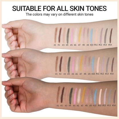 Erinde Waterproof Eyeshadow Stick, Cream Eye Shadow Stick, Long-Lasting, Crease-Proof, Cream to Powder Buildable & Blendable Eye Shadow Pencils Crayon, Vegan & Cruelty-Free, 14 Stone