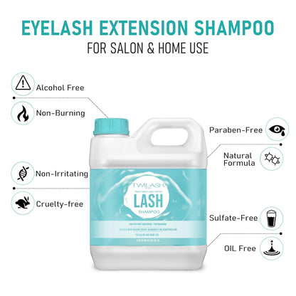 Lash Shampoo Bulk Upgraded Formula, Eyelash Cleanser for Extensions 2 Liters, Safe Makeup Remover, Non-irritating or Burning Eyelid Foaming Cleanser for Professional Salon and Home Use