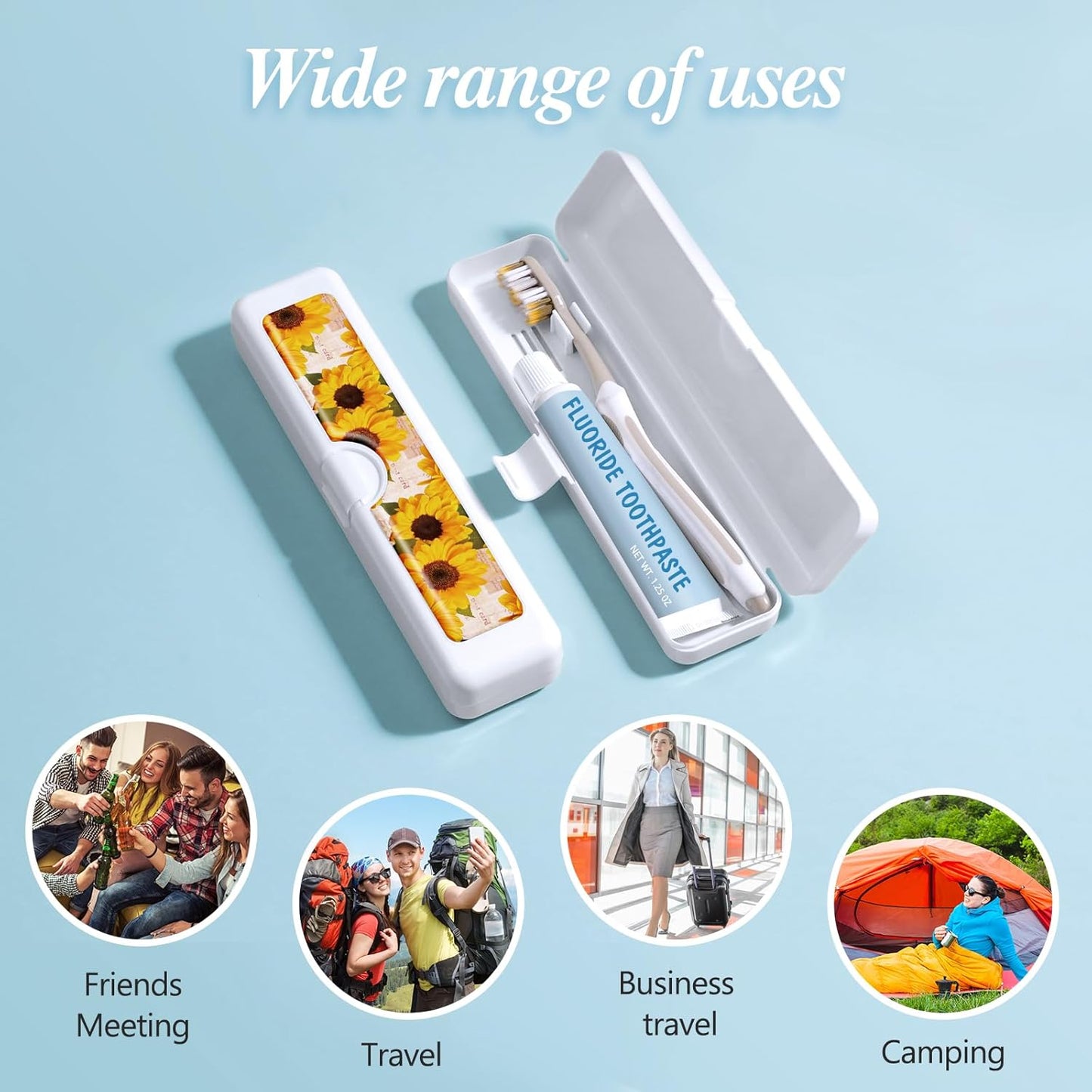 Toothbrush Travel Case - Colorful Pattern, Holder and Covers for Toothbrushes, Includes Tongue Scraper Case