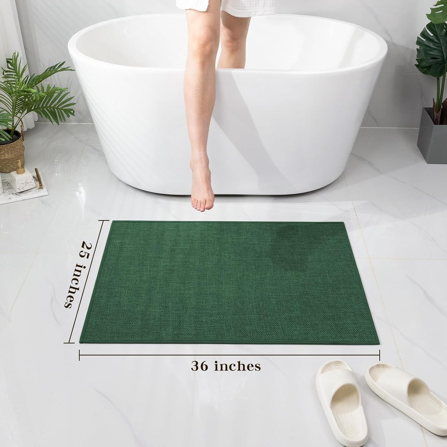 chakme Bathroom Rugs Mat 36x25, Ultra Thin Non Slip Bath Mat Large Quick Dry Absorbent Bath Mat for Bathroom Floor, (Green, 36"x25")