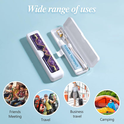 Toothbrush Travel Case - Colorful Pattern, Holder and Covers for Toothbrushes, Includes Tongue Scraper Case
