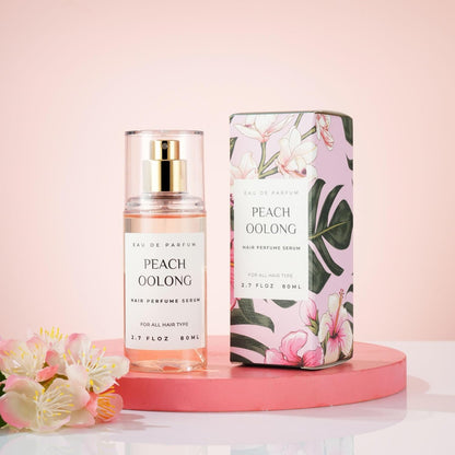 Hair Perfume for Women, Summer Lightweight Long Lasting Fragrance Mist - 3:7 Hydrating Serum Alcohol Free Formula, Argan Oil Scented Hair Spray with Keratin & Elastin (Peach Oolong) 2.7 fl oz
