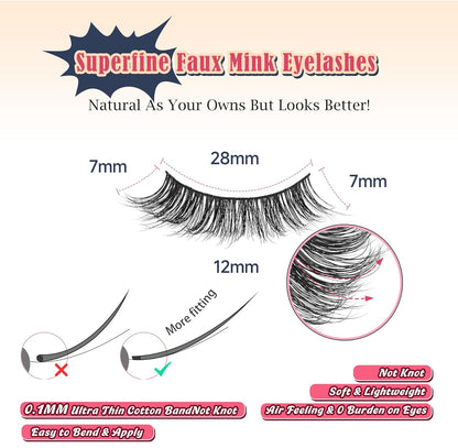 Lashes False Eyelashes 13MM Wispy Lashes Pack Fluffy Lash Strip EyeLashes with Thin Band C Curl Natural Lashes Fake Eyelash 7 Pair Siligli