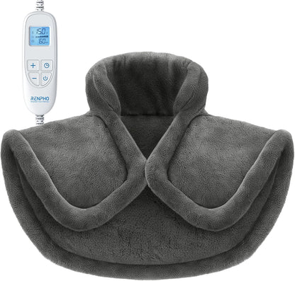 RENPHO Heating Pad for Neck and Shoulders and Back, Birthday Christmas Gifts for Women Men, FSA Eligible Items Only List, Edge Weighted Electric Heat Pad for Pain Relief, ETL Certified, 21"x23" Gray