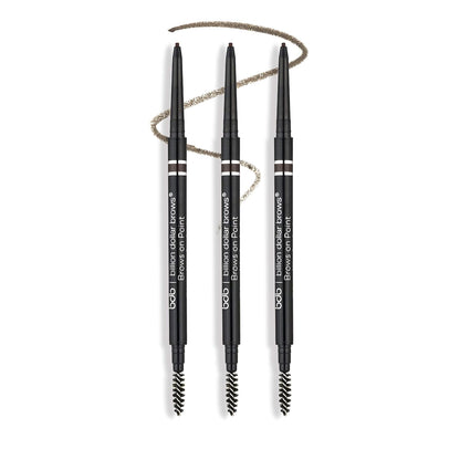 bdb Brows on Point Micro Brow Pencil - Precision Tip & Spoolie, Waterproof, Define Shape and Fill Brows, Taupe, 3-Pack
