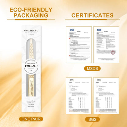 NAGARAKU Precision Fiber Tip Tweezer for Eyelash Extensions Diamond Grip Anti-Static Anti-Slip Premium Stainless Steel Pointed Volume Eyelashes Tweezers Supplies with Box(S Curved Tip Tweezer AG-08)