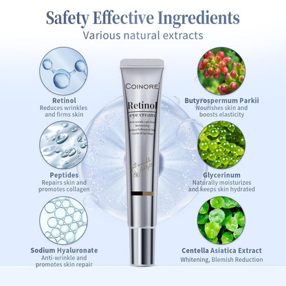 Retinol Under Eye Cream - Cream for Men & Women, Dark Circles, Puffiness & Wrinkles, Anti-Aging Eye Cream for Fine Lines, 0.7 Fl Oz