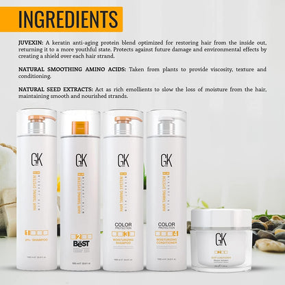 GK HAIR Global Keratin The Best Kit (33.8 Fl Oz/1000ml) Smoothing Keratin Hair Treatment Professional Brazilian Complex Blowout Straightening For Silky Smooth & Frizz Free Hair