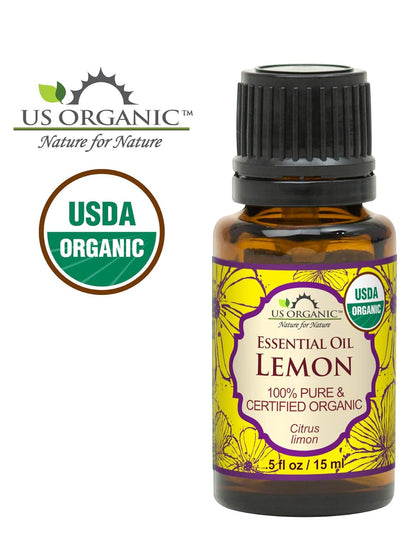 US Organic 100% Pure Lemon Essential Oil - USDA Certified Organic, Cold Pressed - W/Euro droppers (More Size Variations Available) (15 ml)
